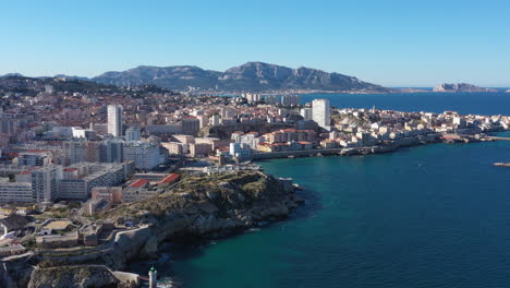 Amazing-aerial-shot-Marseille-around-catalan-beach-mediterranean-sea-Calanques